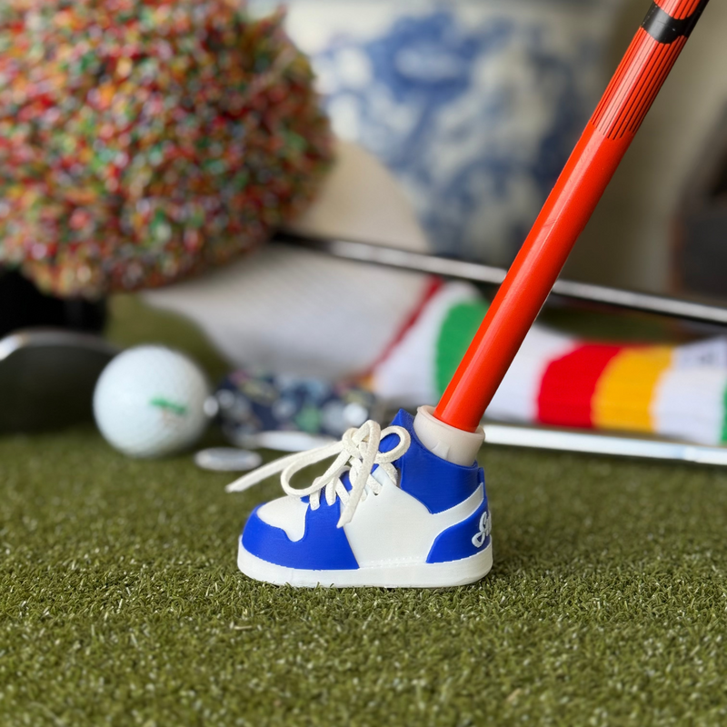 Blue & White Golf Bag Stand Shoes