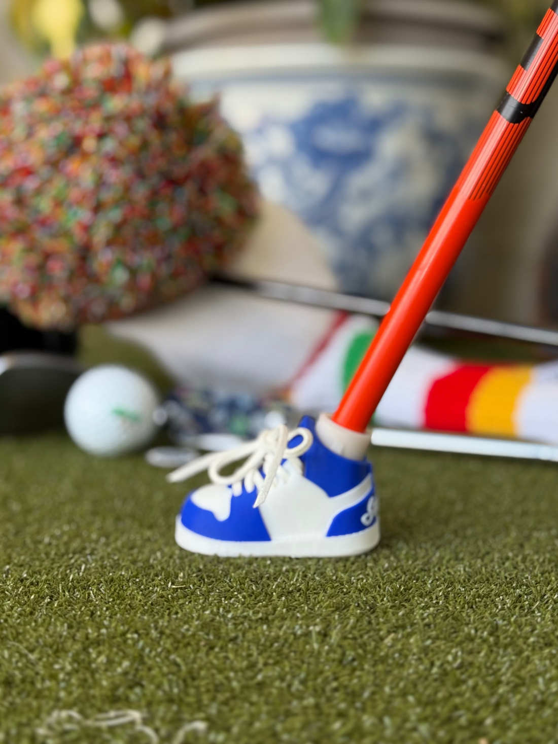 Blue &amp; White Golf Bag Stand Shoes