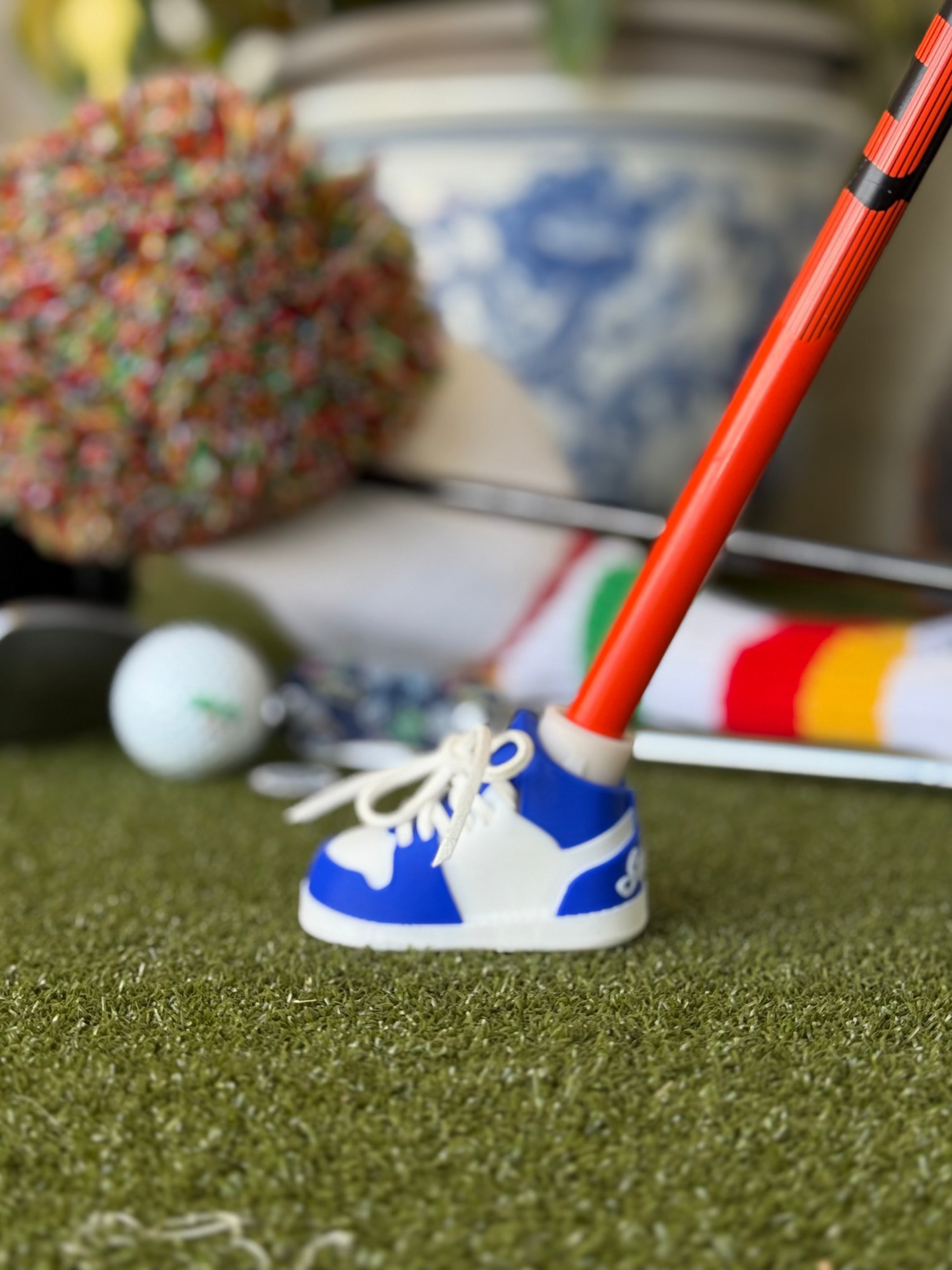 Blue &amp; White Golf Bag Stand Shoes