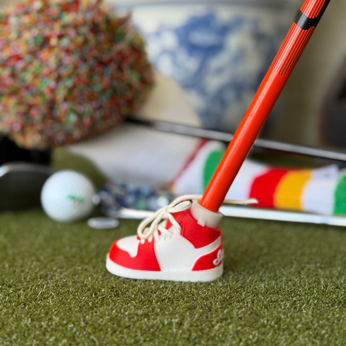 Red & White Golf Bag Stand Shoes