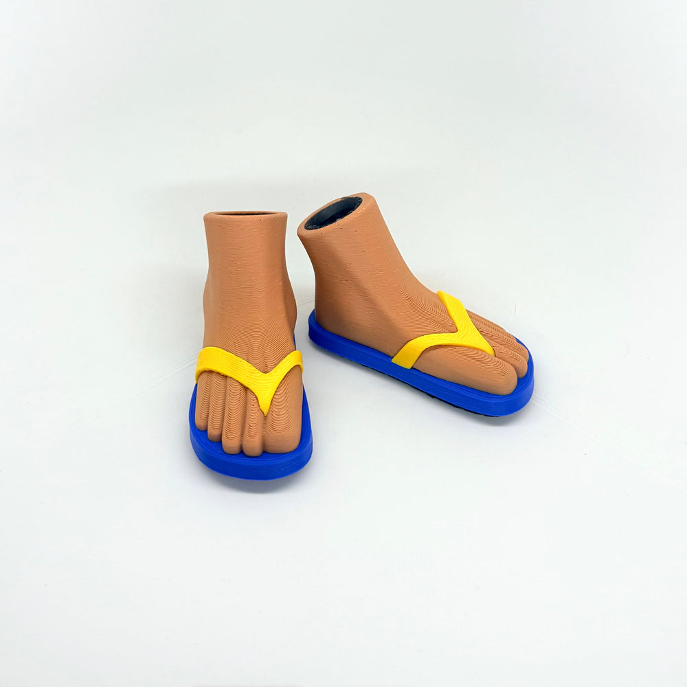 Blue & Yellow Golf Bag Stand Sandals