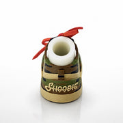 Traditional Camo Shoe Pair, heel view with the Shoobie script.